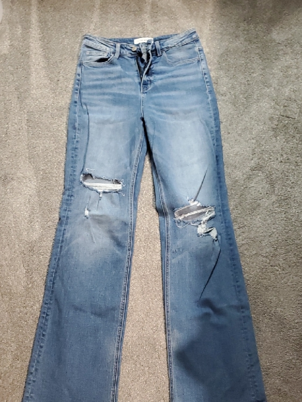 Flying Monkey Light Blue Distressed Wide Leg Jeans